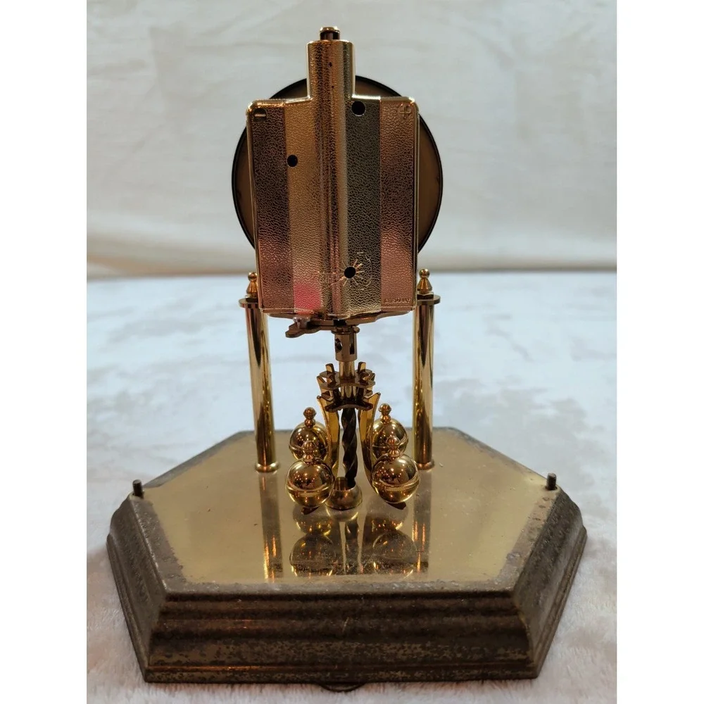 Kundo Electronic Anniversary Clock Vintage German Torsion Pendulum Brass Etched